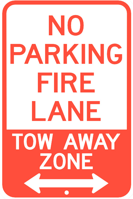 "No Parking Fire Lane, Tow Away Zone"