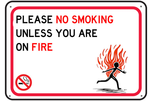 "Please No Smoking Unless You are on Fire"