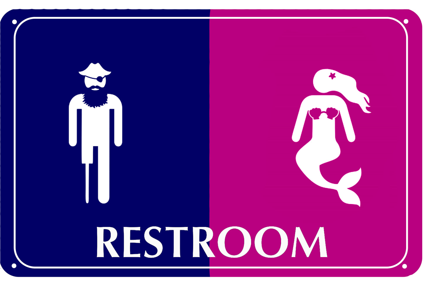 Men's and Ladies Restroom Sign- Pirate and Mermaid