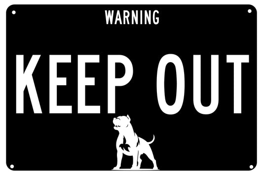 Keep Out Angry Dog- Trespassing Metal Sign